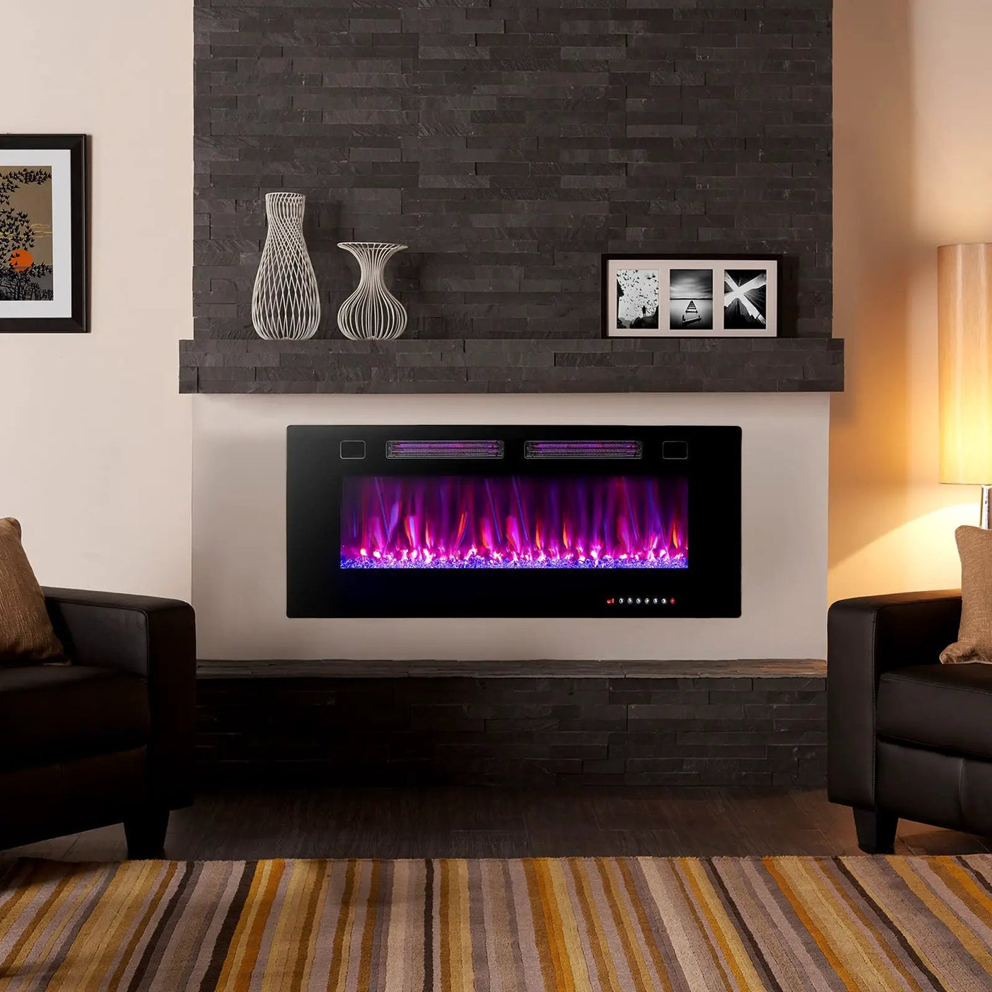 42/50/60/72 Inch Ultra-Thin Electric Fireplace with Decorative Crystals-50 inches by DirectDeals