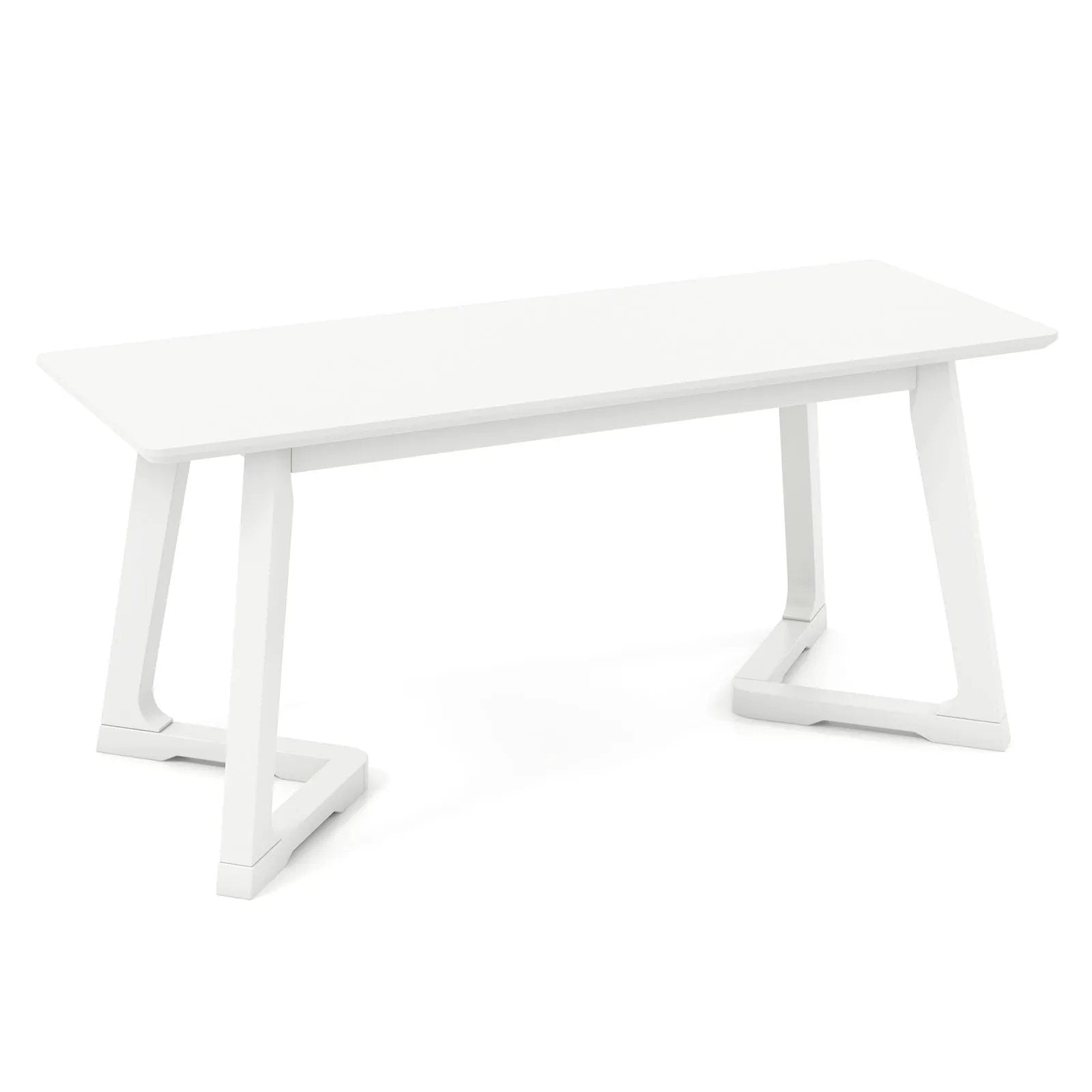 42 Inch Modern Entryway Bench Long Dining Bench with Rubber Wood Legs-White by DirectDeals