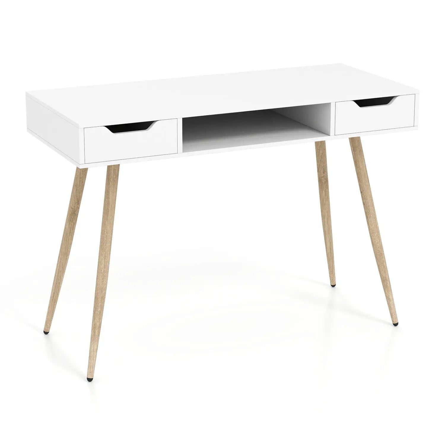 42.5" Mid Century Modern Writing Desk with Metal Leg and Drawers by DirectDeals
