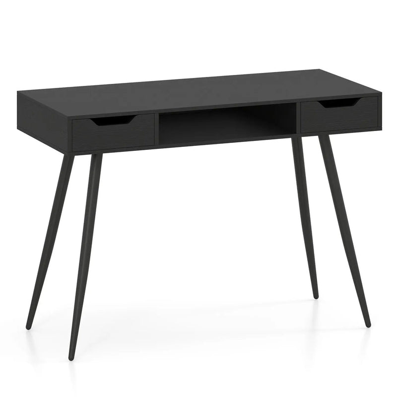 42.5" Mid Century Modern Writing Desk with Metal Leg and Drawers by DirectDeals