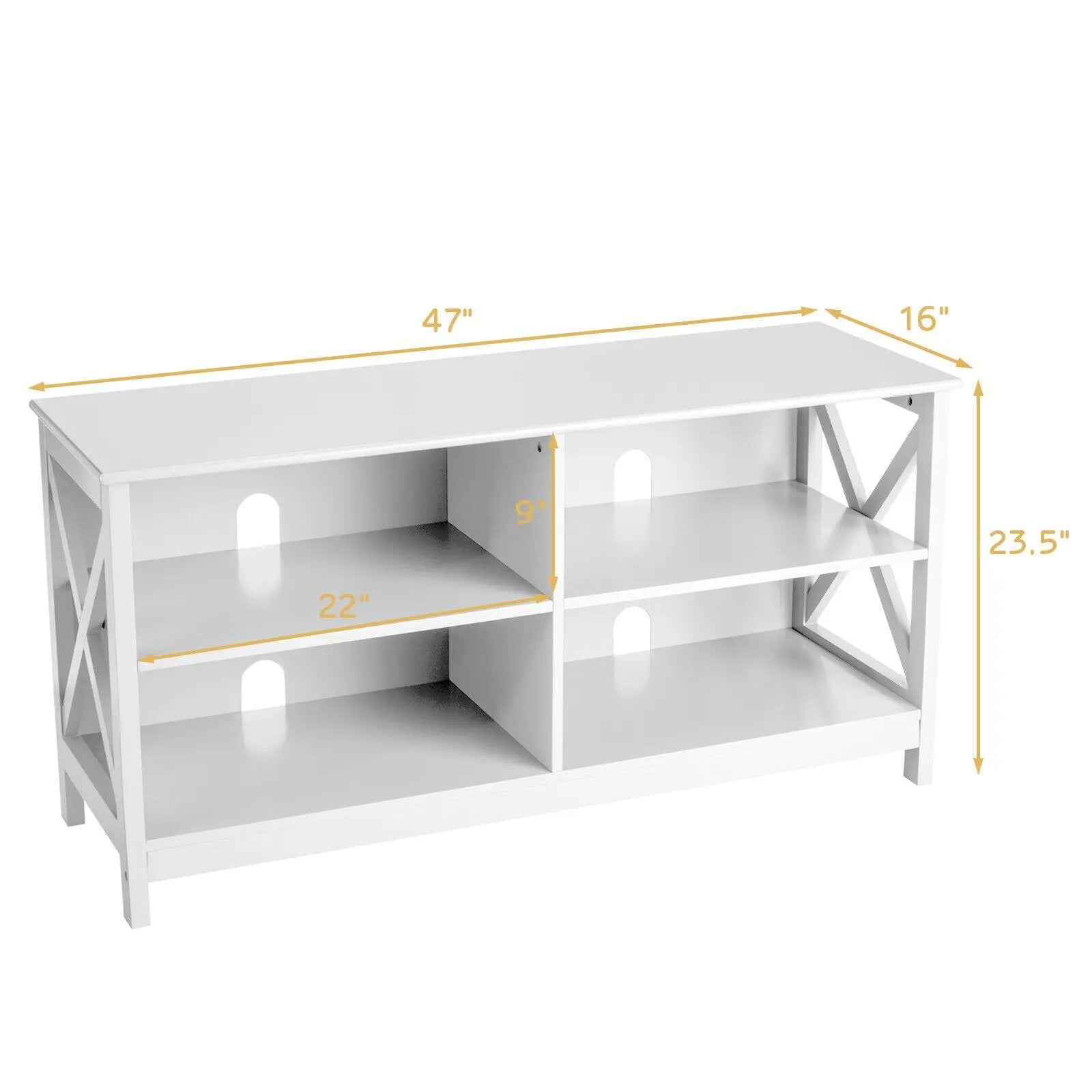 Wooden TV Stand Entertainment for TVs up to 55 Inch with X-Shaped Frame by DirectDeals