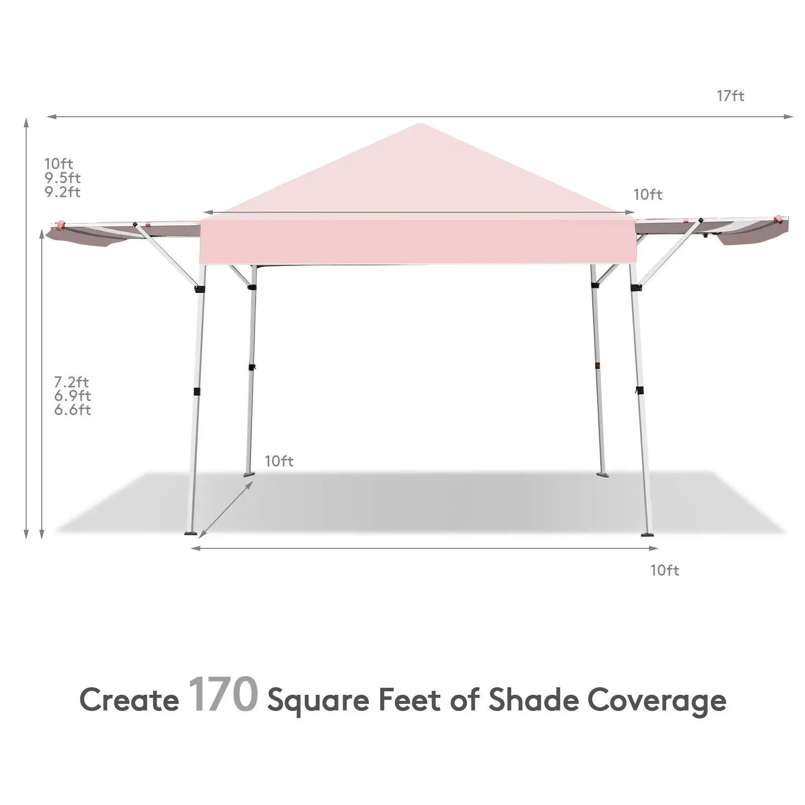 17 Feet x 10 Feet Foldable Pop Up Canopy with Adjustable Instant Sun Shelter by DirectDeals