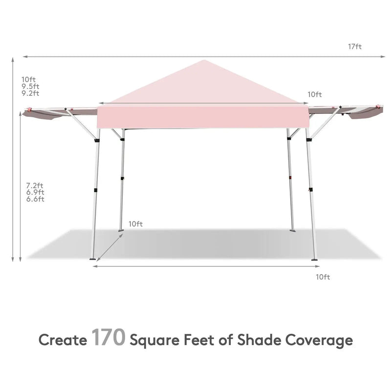 17 Feet x 10 Feet Foldable Pop Up Canopy with Adjustable Instant Sun Shelter by DirectDeals