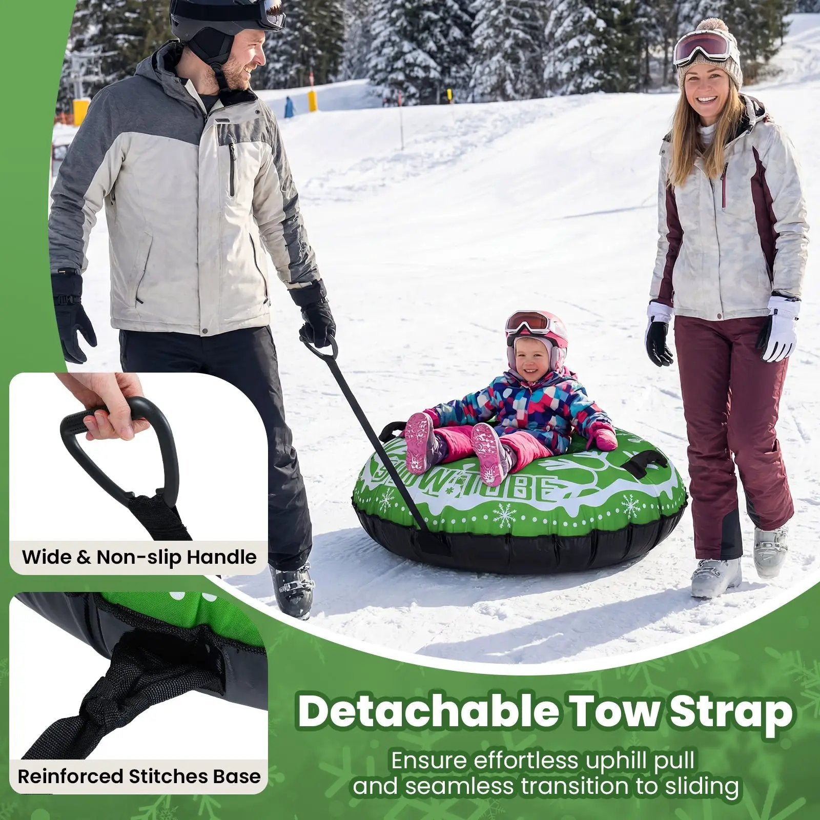 42" Heavy-duty Inflatable Snow Tube with Detachable Tow Strap by DirectDeals