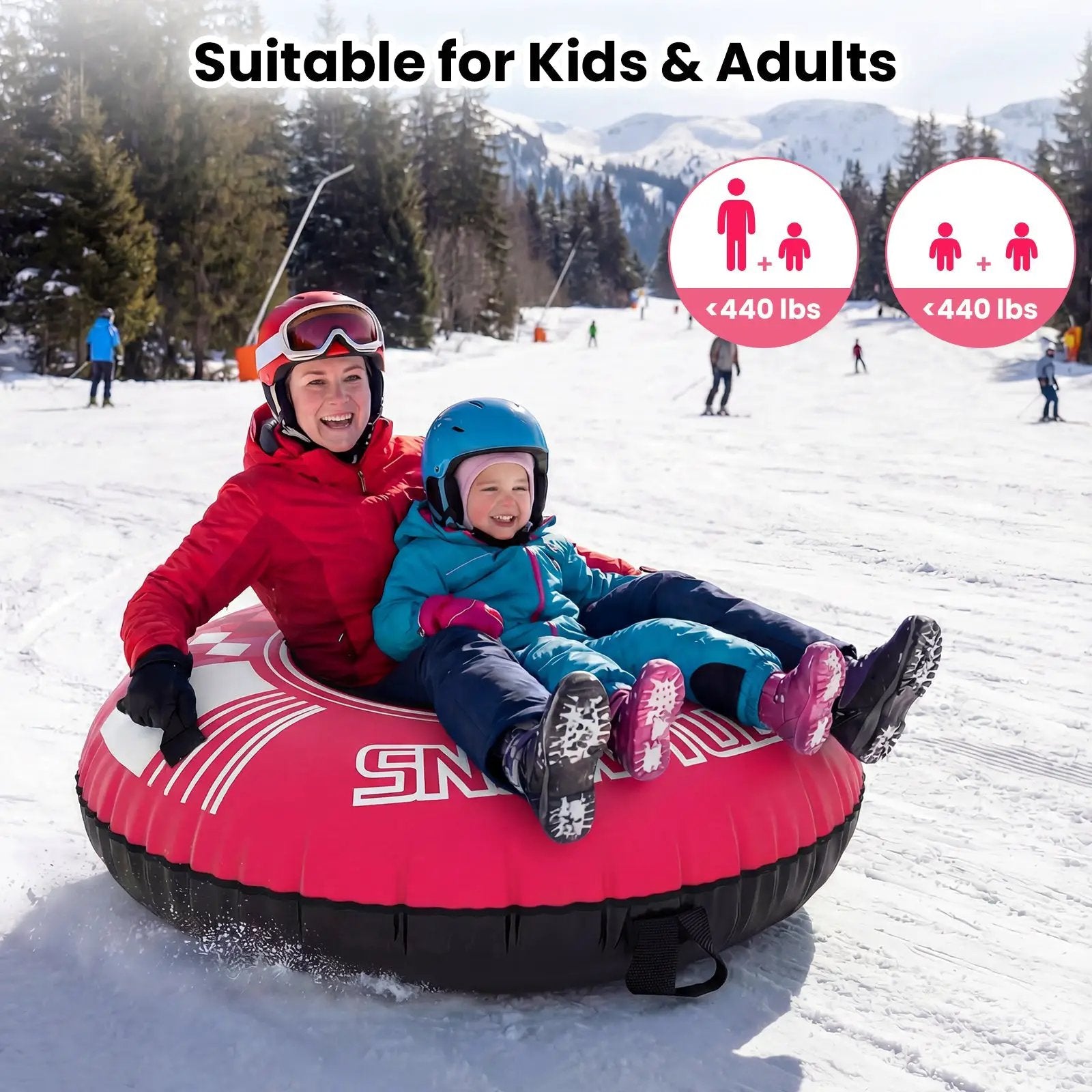 42" Heavy-duty Inflatable Snow Tube with Detachable Tow Strap by DirectDeals