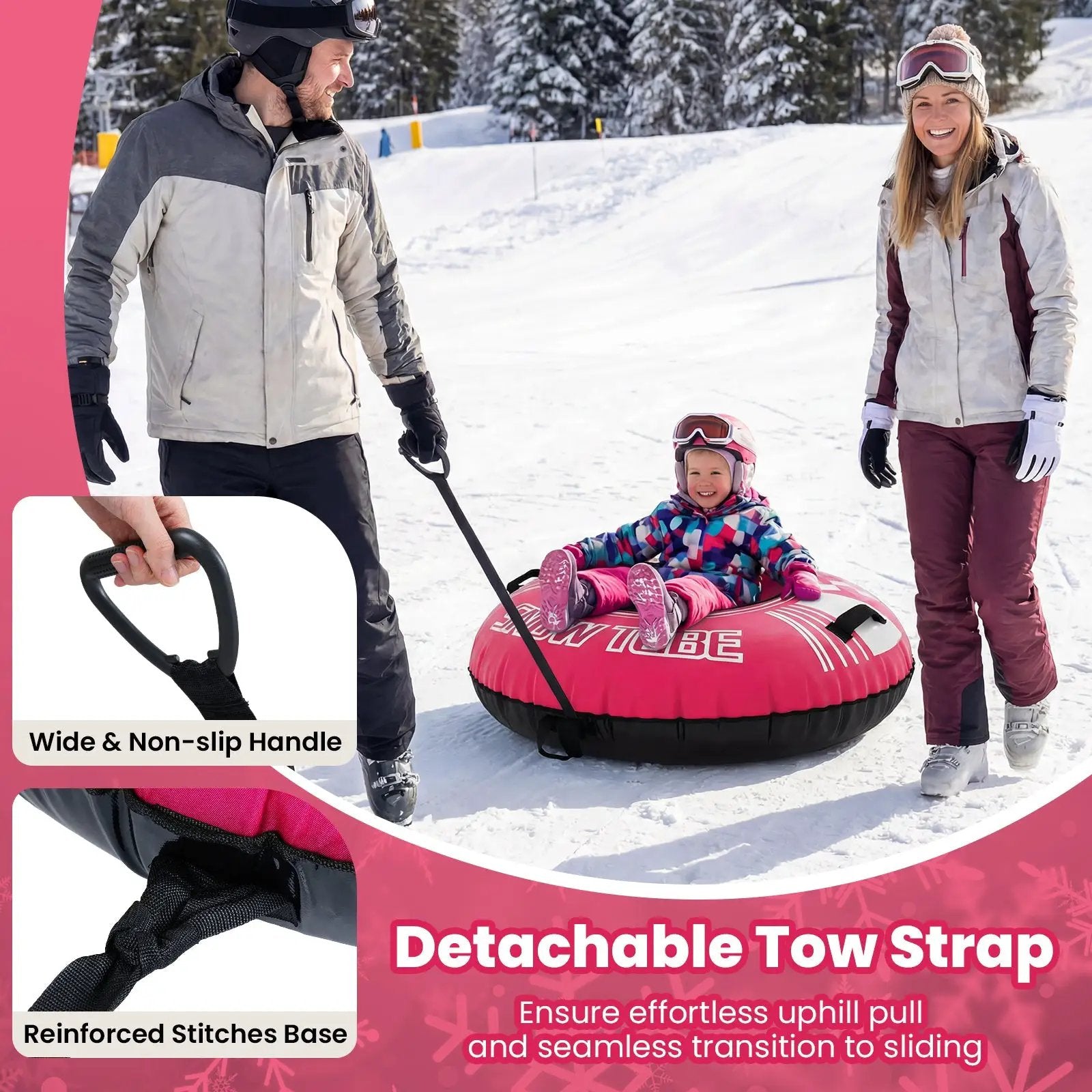 42" Heavy-duty Inflatable Snow Tube with Detachable Tow Strap by DirectDeals