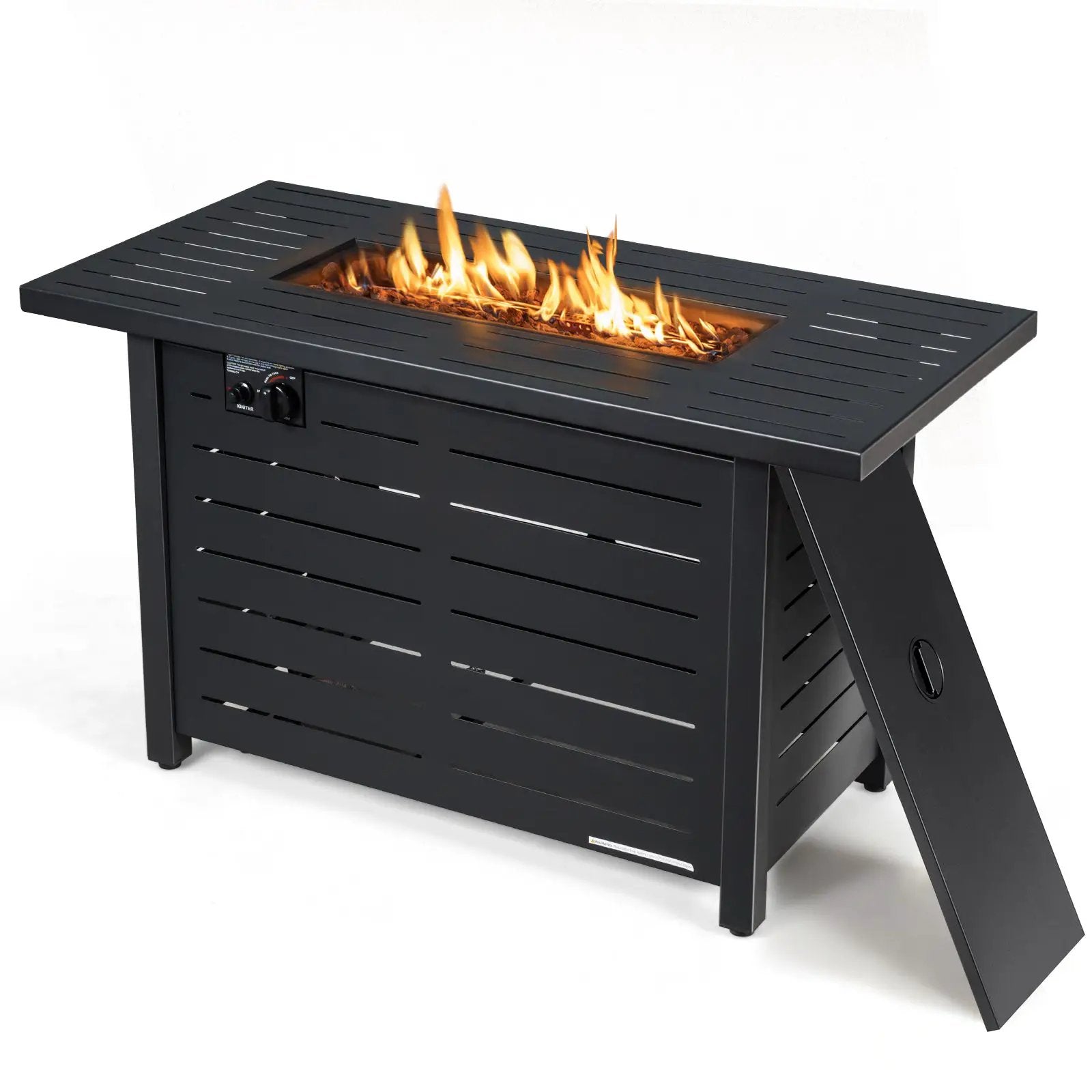 42 Inch 60 000 BTU Rectangular Propane Fire Pit Table with Waterproof Cover by DirectDeals