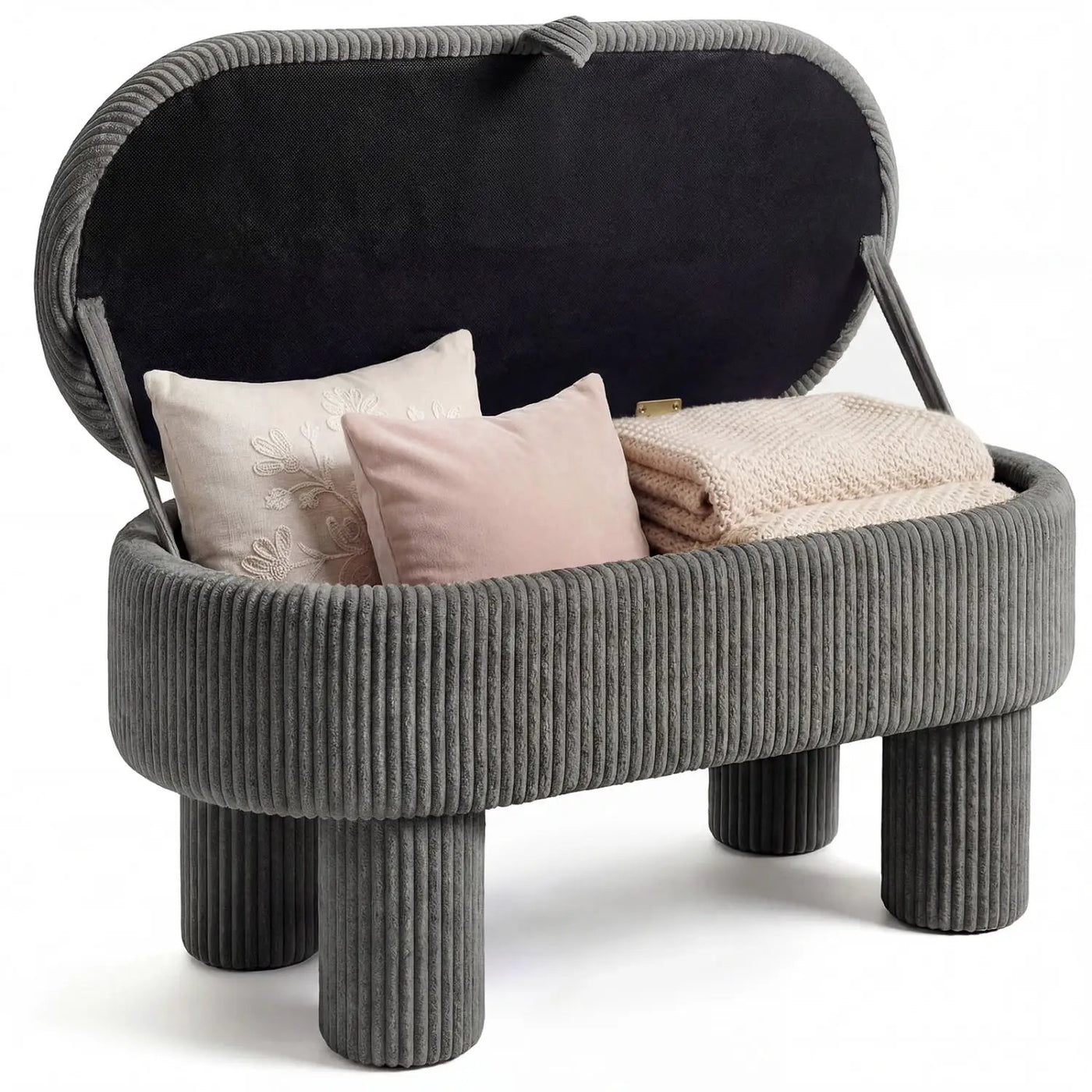 42 Inch Storage Ottoman Bench Corduroy Fabric Upholstered Foot Stool by DirectDeals