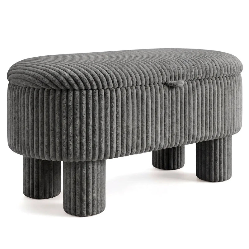 42 Inch Storage Ottoman Bench Corduroy Fabric Upholstered Foot Stool by DirectDeals