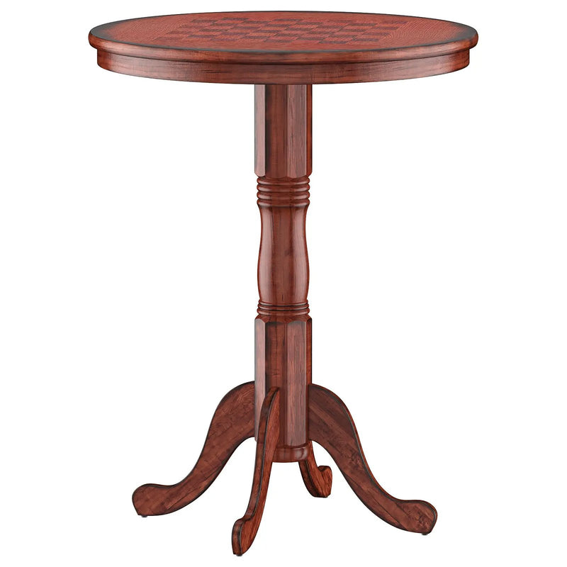 42 Inch Wooden Round Pub Pedestal Side Table with Chessboard by DirectDeals