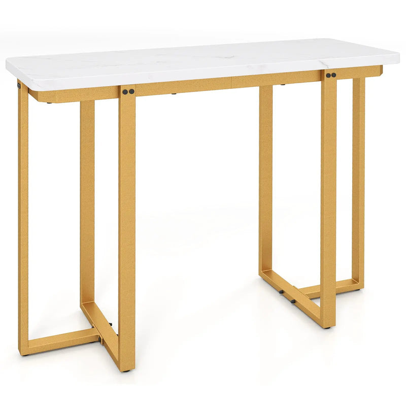 42 Inches Modern Faux Marble Entryway Table with Geometric Metal Frame by DirectDeals