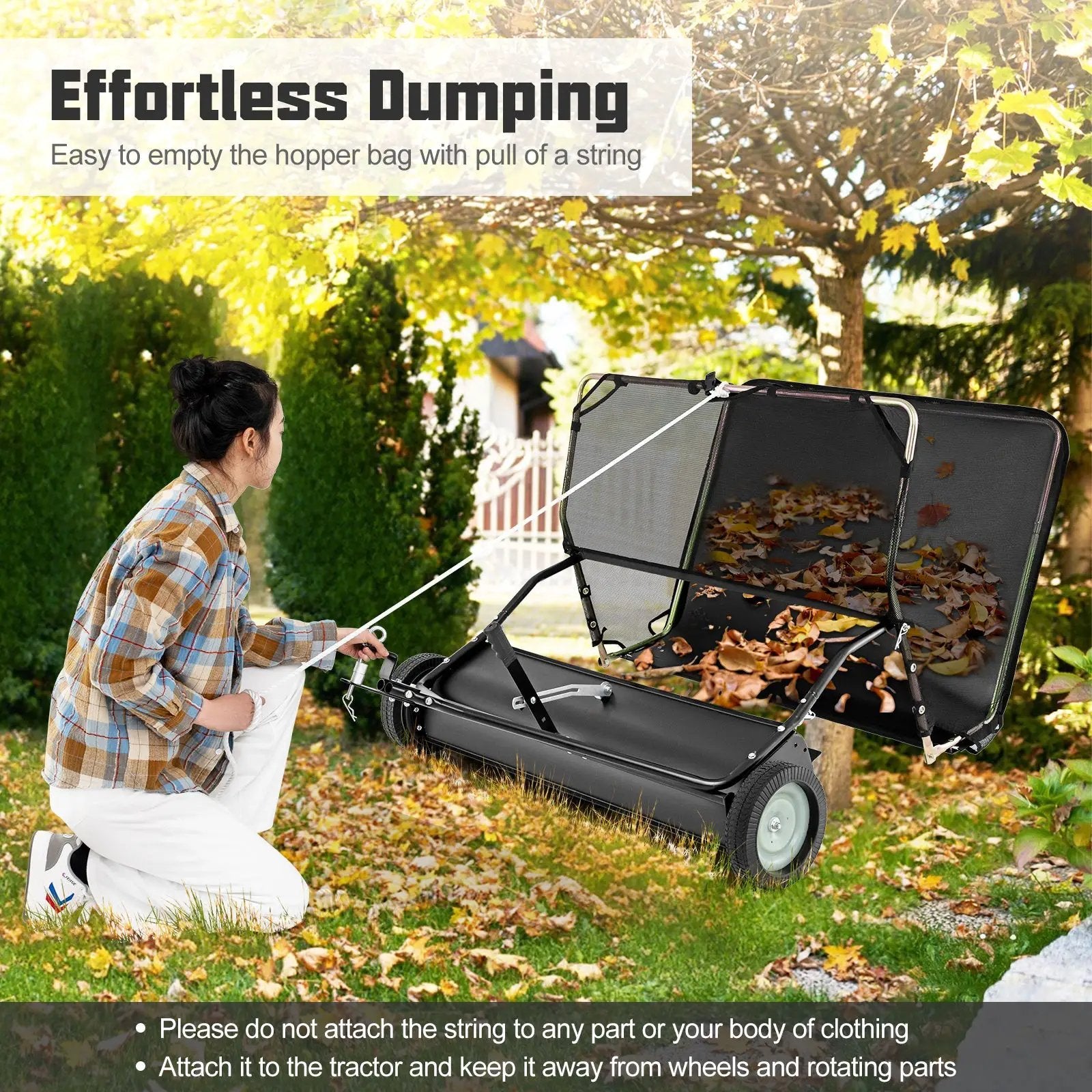 42 Inch Tow-Behind Lawn Sweeper with 26/27 Cu.FT Hopper Bag by DirectDeals
