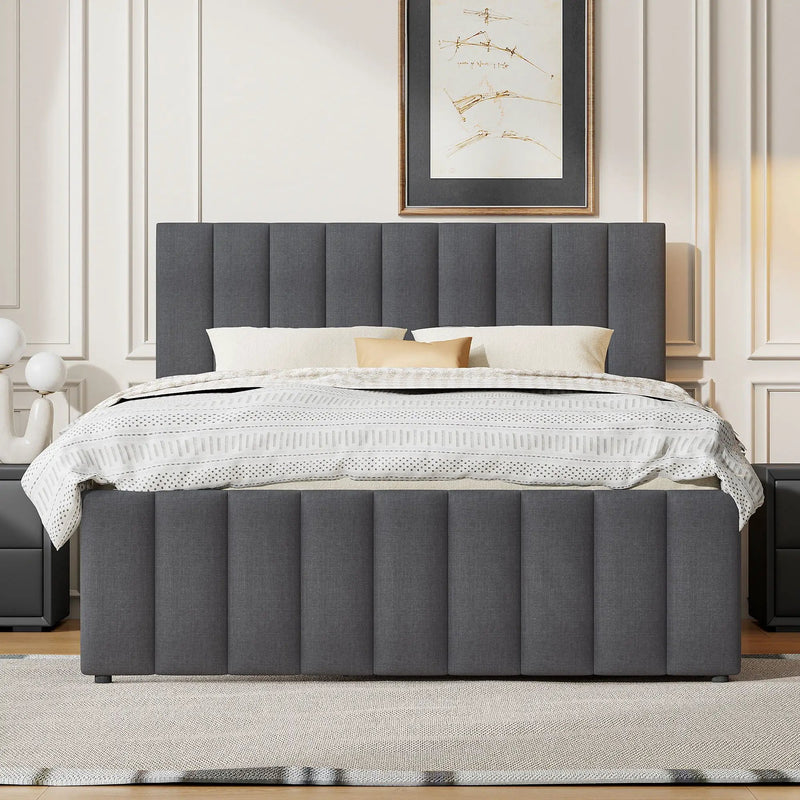 Upholstered Platform Bed With Twin Size Trundle And 3 Drawers by HouseOfZazla