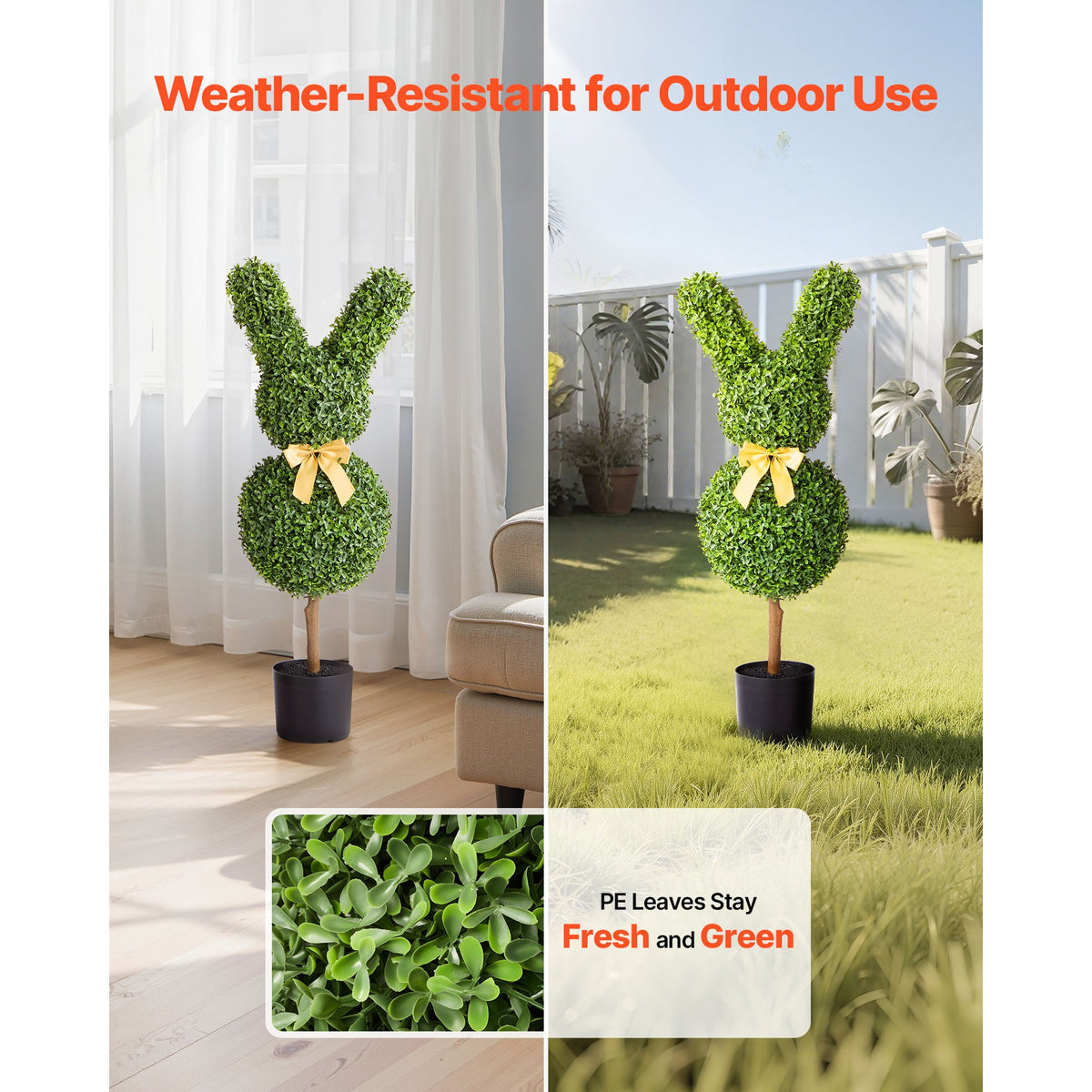 Artificial Topiary Bunny-Shape Boxwood Ball Set with Realistic Faux Foliage - Green, photo 3 of 10