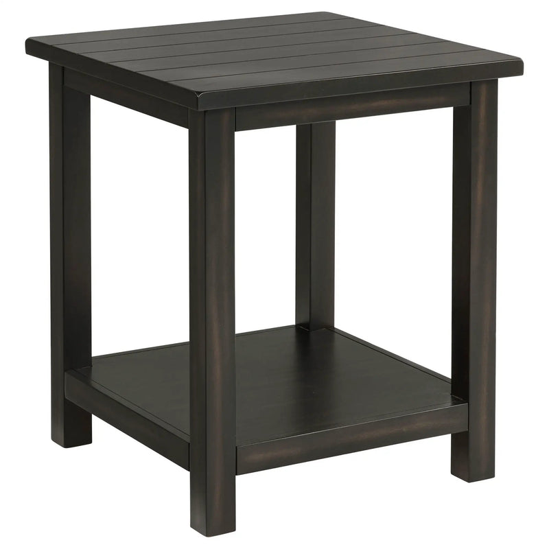 Payne Wood End Table with Shelf Distressed Java by Unique Piece Furniture