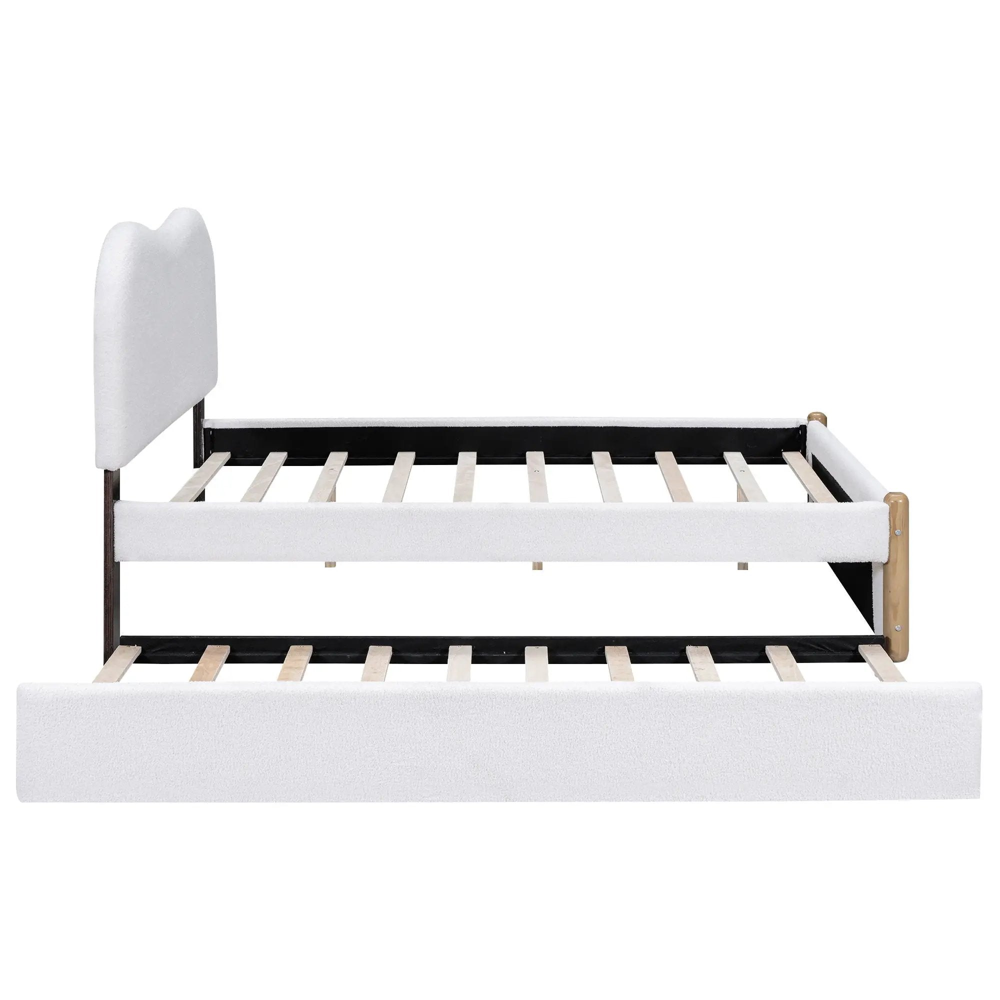 Upholstered Platform Bed With Wood Supporting Feet And Trundle by HouseOfZazla