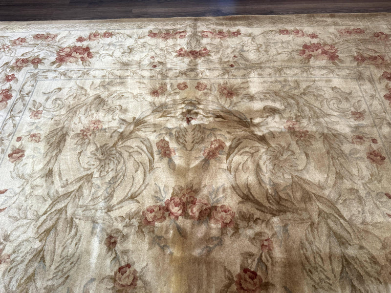 Chinese Aubusson Wool Rug 10x14, European Design, Thick Wool Pile by Jewel Rugs