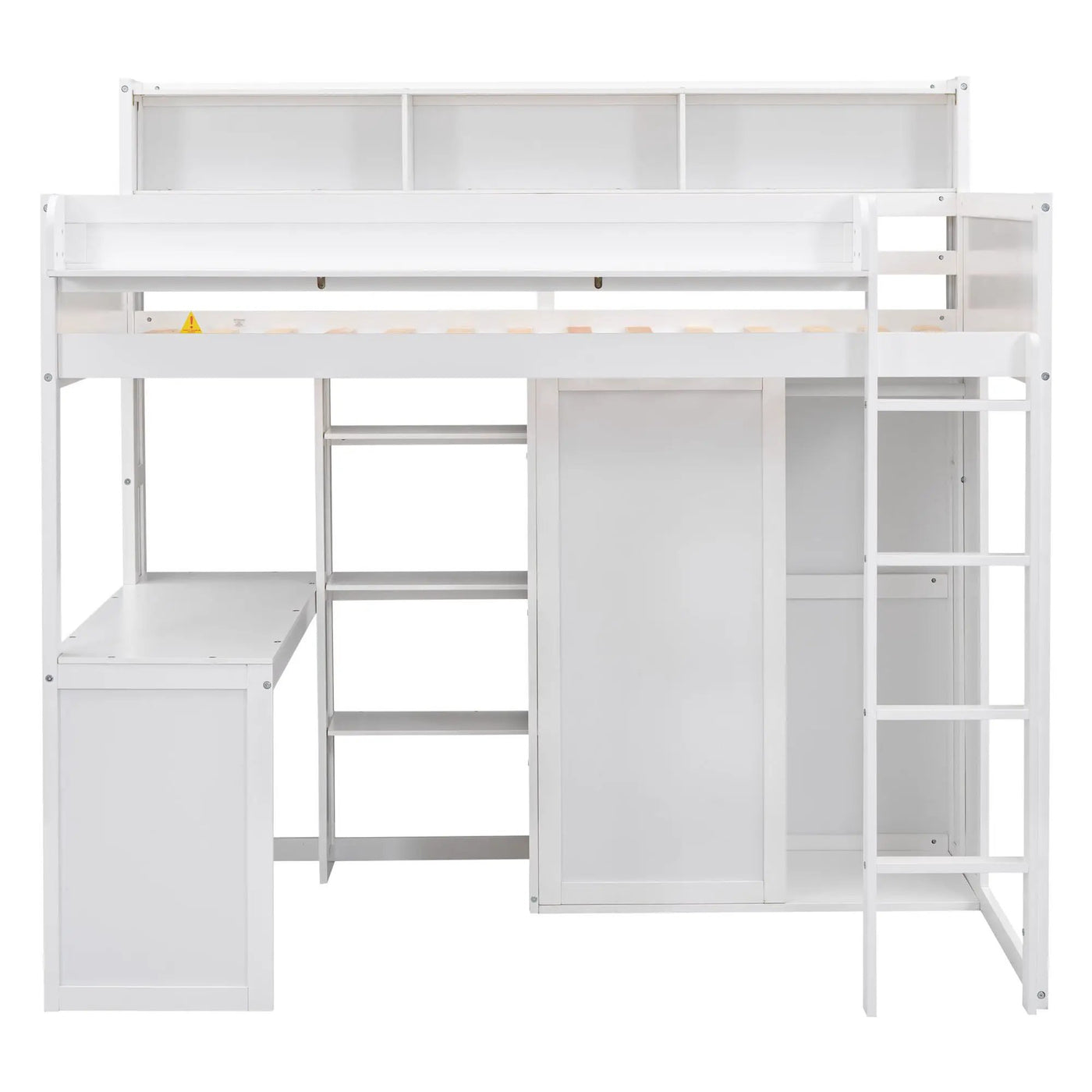 Loft Bed With Built In Desk, Storage Shelves, And Wardrobe by HouseOfZazla