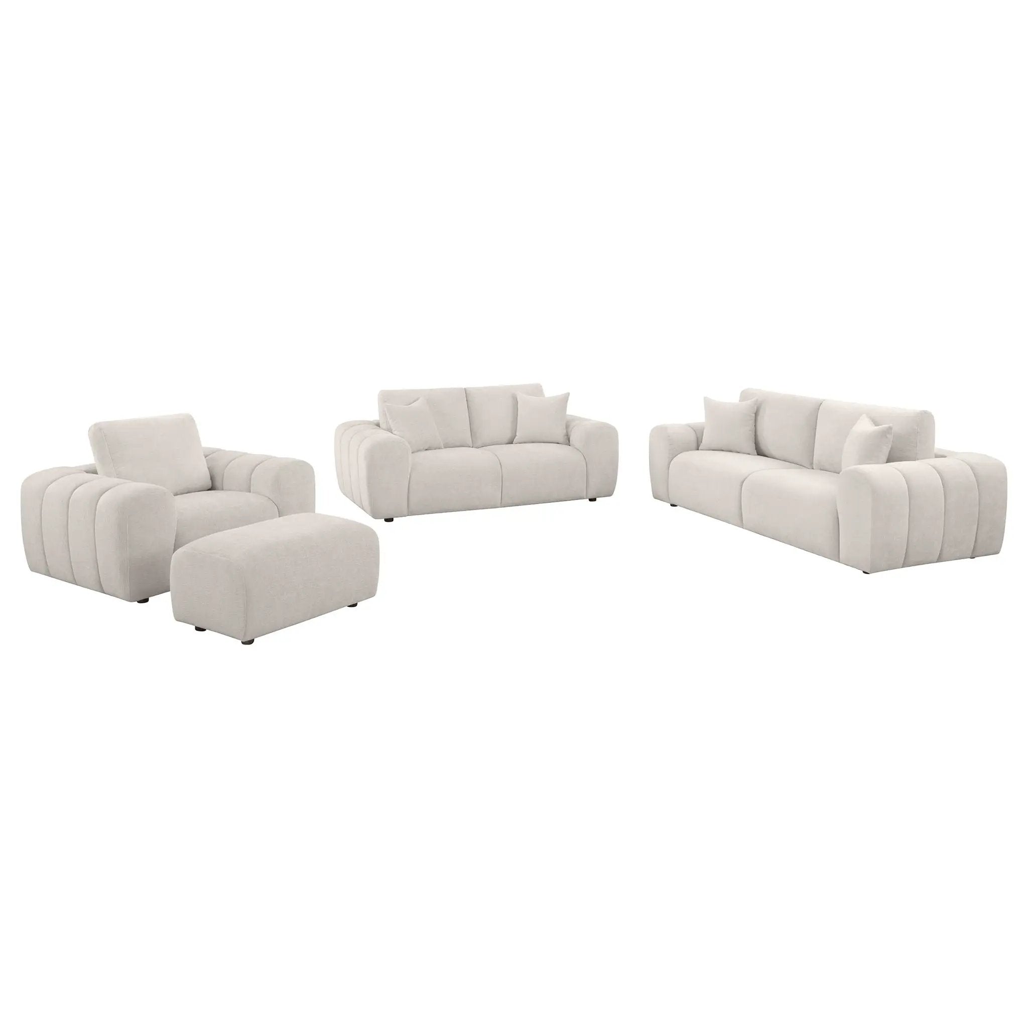 Burnett 4-piece Chenille Upholstered Sofa Set Ivory by Unique Piece Furniture