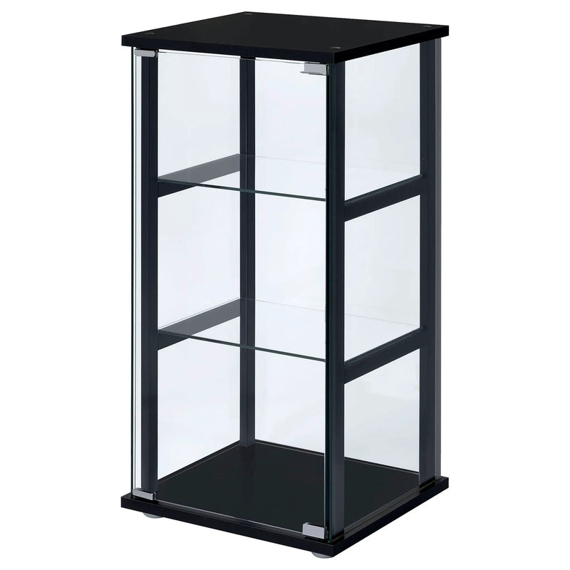 Cyclamen 3-shelf Clear Glass Curio Display Cabinet Black by Unique Piece Furniture