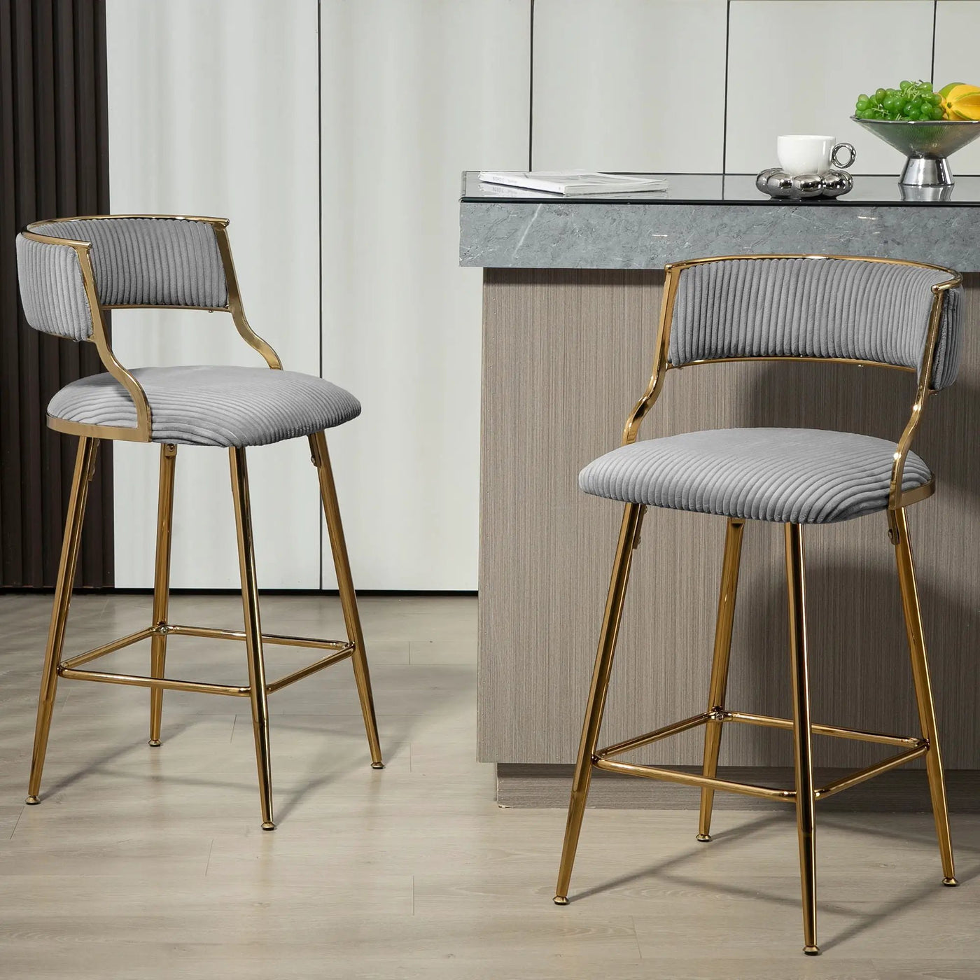 Counter Height Bar Stools With Powder Coating Base And Footrest (Set of 2) - by HouseOfZazla