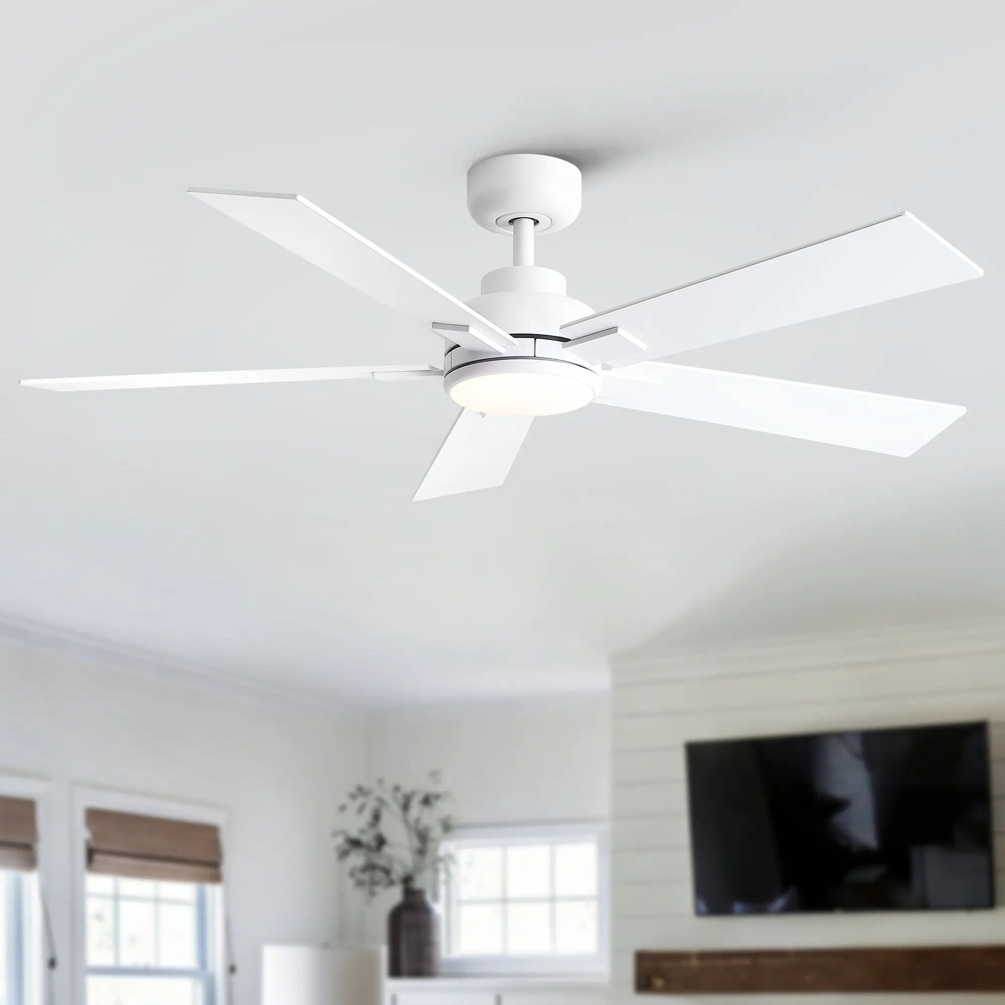 Reversible Motor Integrated LED Dimmable Ceiling Fan With Light by HouseOfZazla