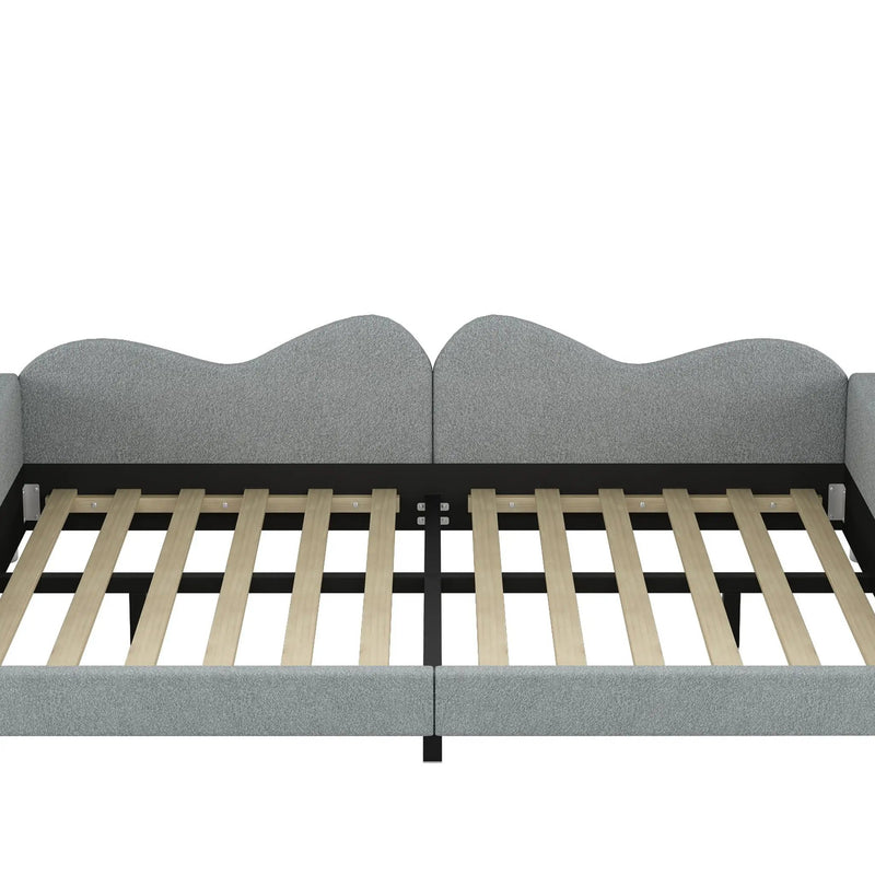 Upholstered Daybed, Sherpa Fabric Sofabed With Cloud-Shaped Backrest
