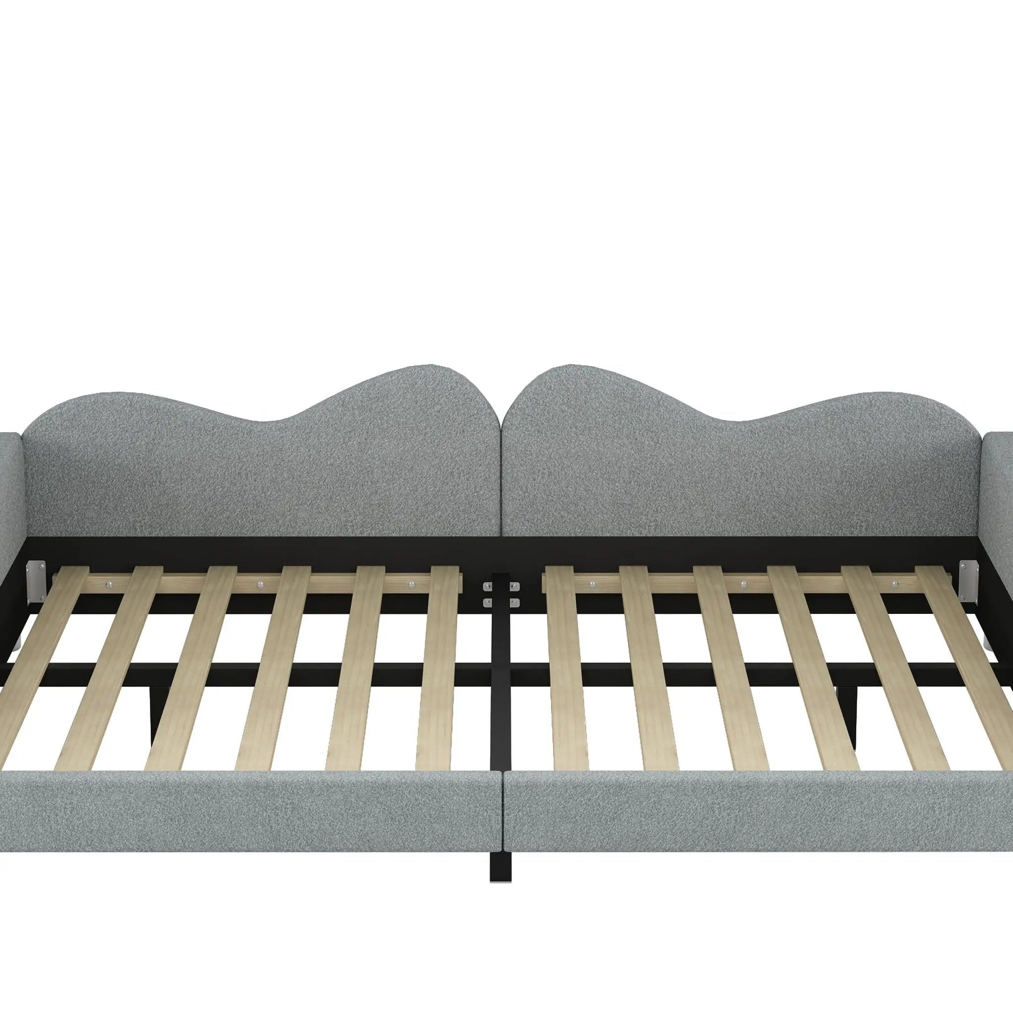 Upholstered Daybed, Sherpa Fabric Sofabed With Cloud-Shaped Backrest by Unique Piece Furniture