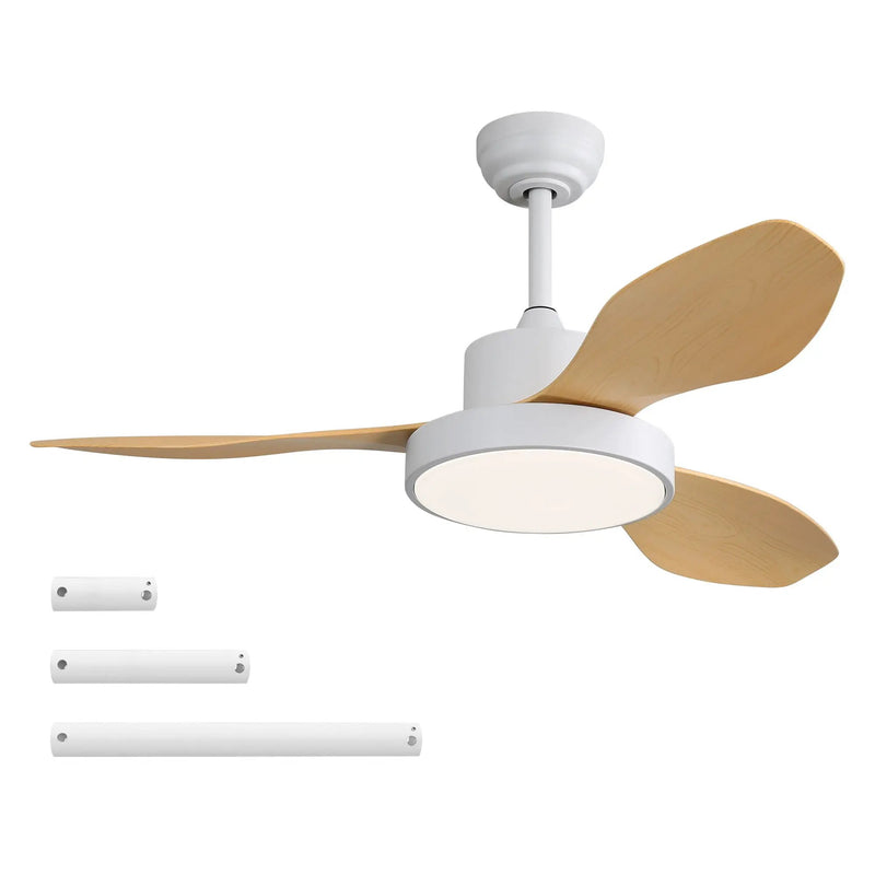 Ceiling Fan With 22W LED Light And Remote Control 6 Speeds Reversible DC Motor For Living Room - White by HouseOfZazla