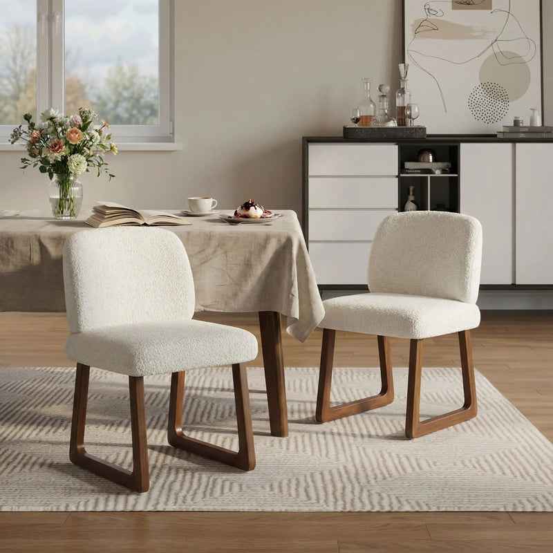 Dining Chair With Curved Legs (Set of 2) - Beige / Brown by HouseOfZazla