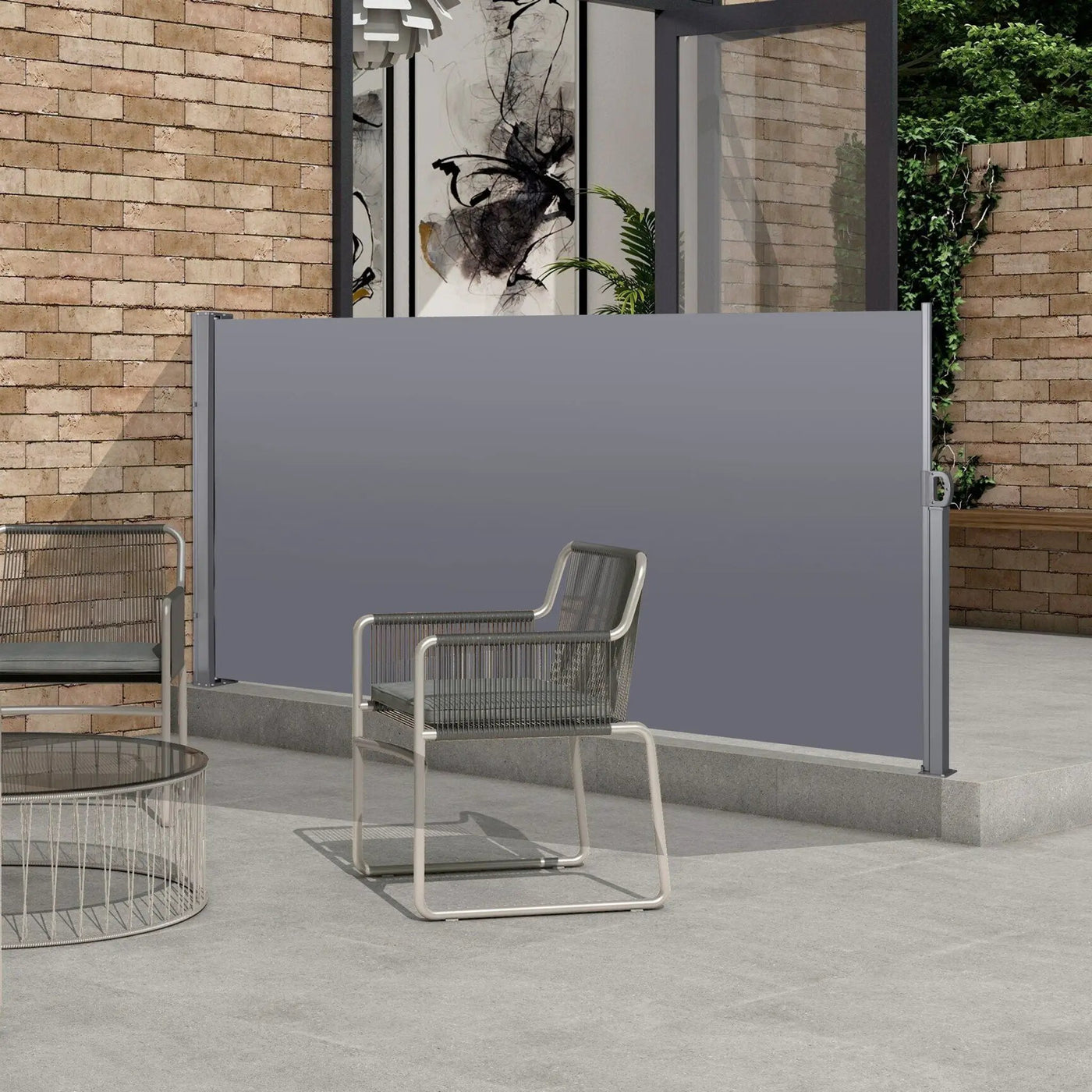 Retractable Side Screen Awning, Uv Resistant, Waterproof, Patio Privacy Screen For Garden, Balcony, Courtyard by HouseOfZazla