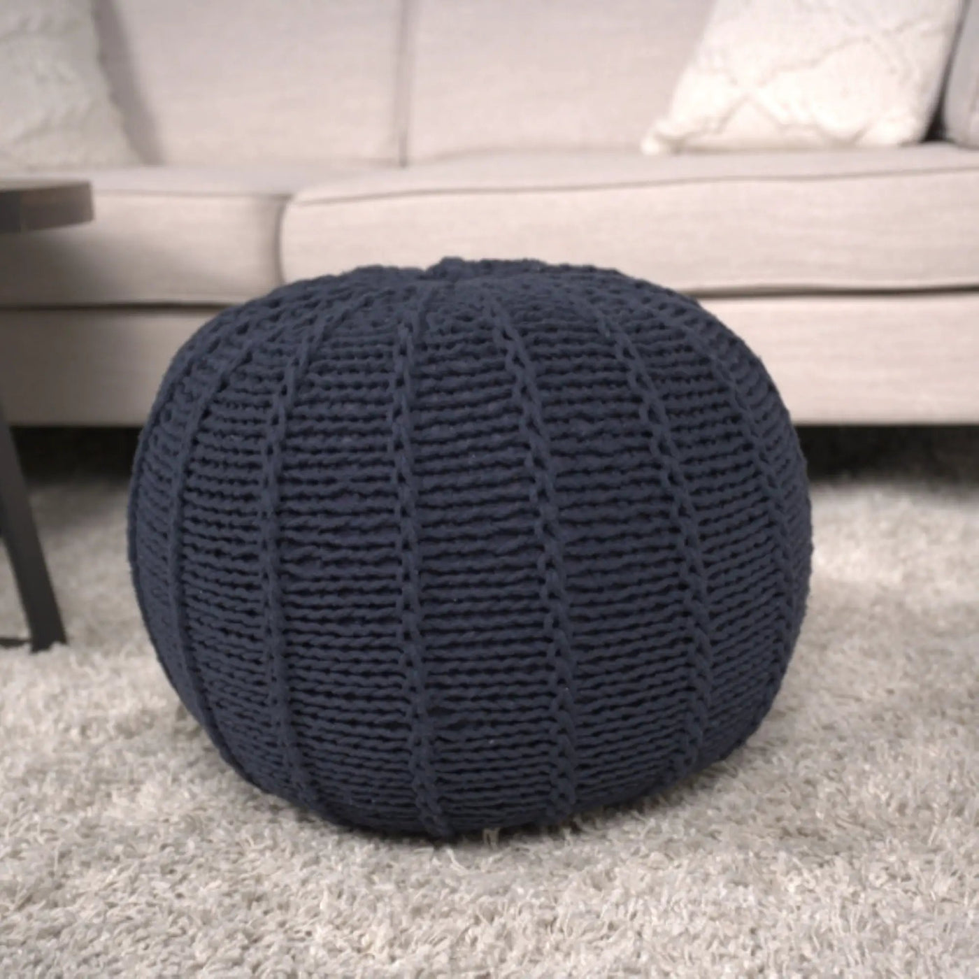 Bordeaux Knitted Round Pouf Ottoman And Floor Cushion by HouseOfZazla