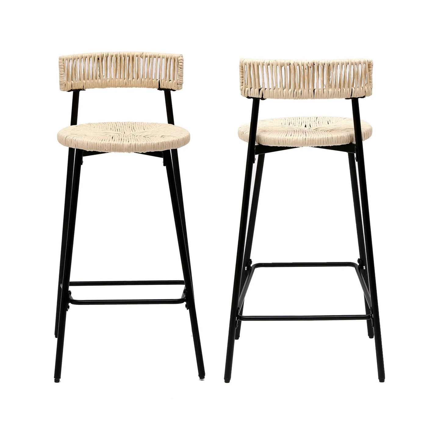 Boho Style Handwoven Paper Rope Counter Stools (Set of 2) by HouseOfZazla