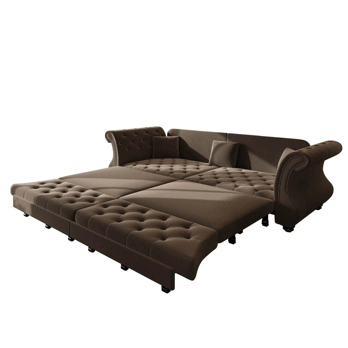 Oversized Chesterfield Pull Out Sofa Bed, Roll Arm Couch With Flower Tufting For Living Room by HouseOfZazla