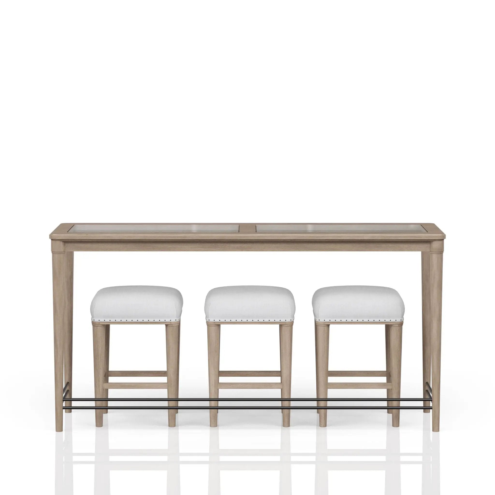 Glass Console Table With 3 Stools - Frosted by HouseOfZazla