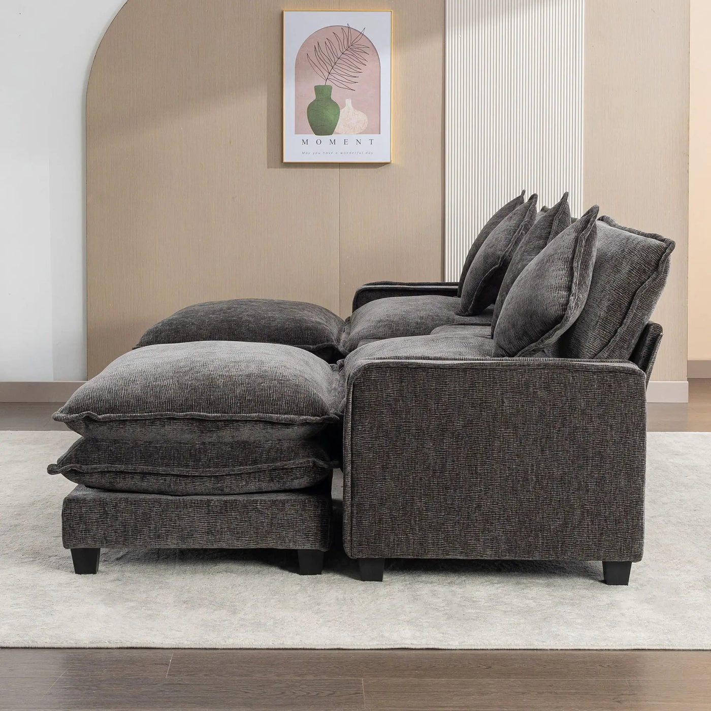 Modern Sectional Sofa With Removable Ottomans, USB Ports by HouseOfZazla