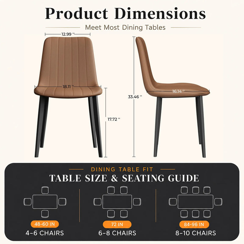 Brown PU Leather Dining Chair with Metal Legs - Set of 4 by HouseOfZazla