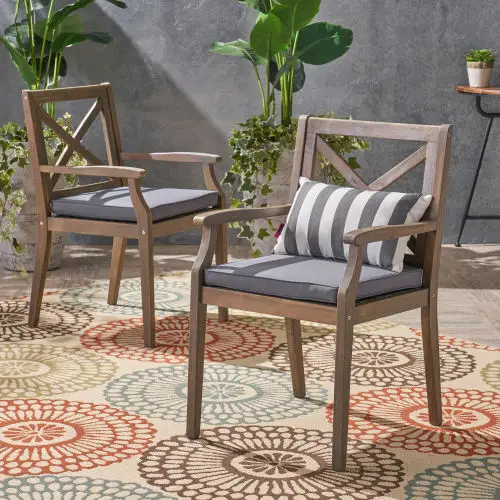 Perla Patio Dining Chair Set - 2 Pieces with Cushions by HouseOfZazla
