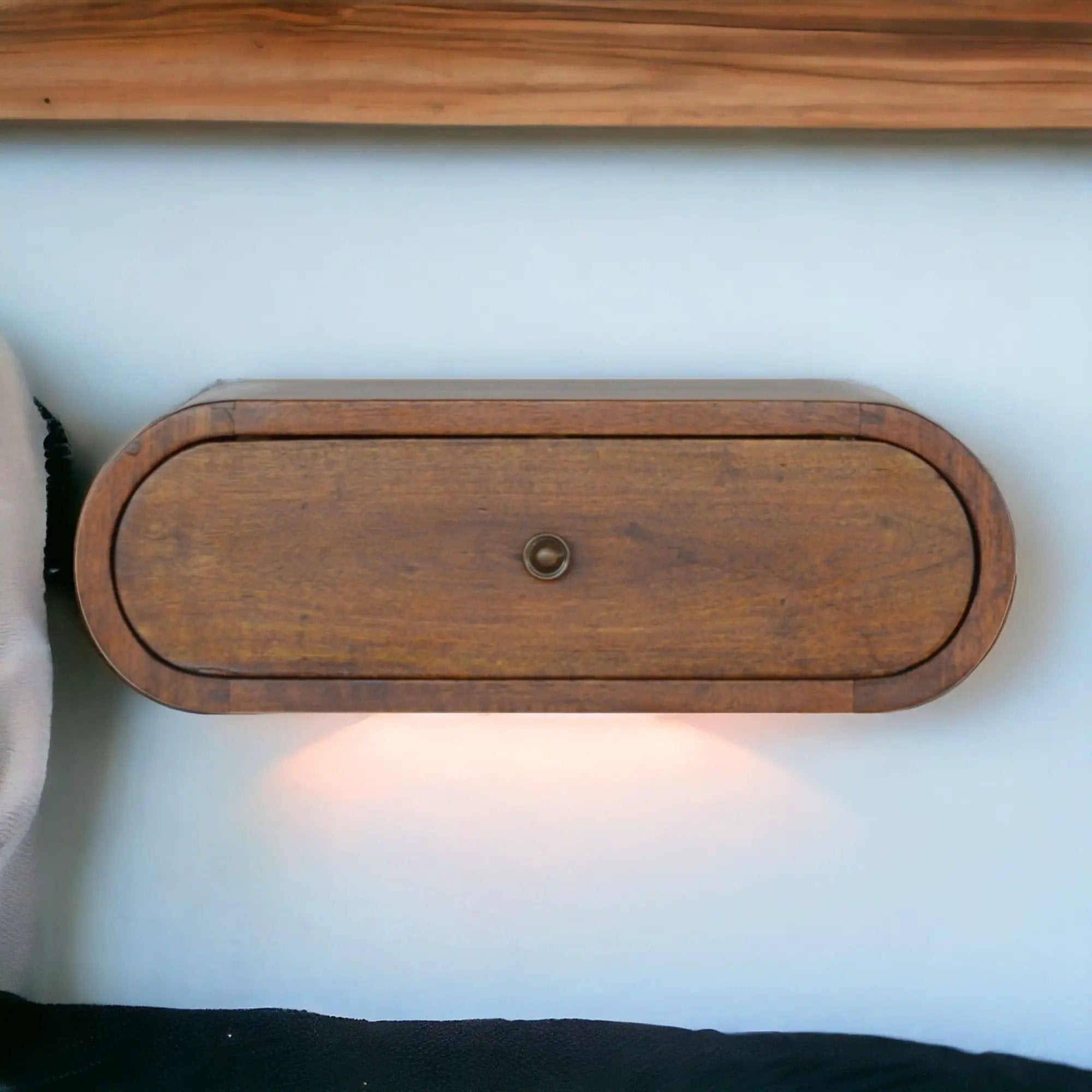 Wall Mounted Round Bedside Table - Chestnut by HouseOfZazla