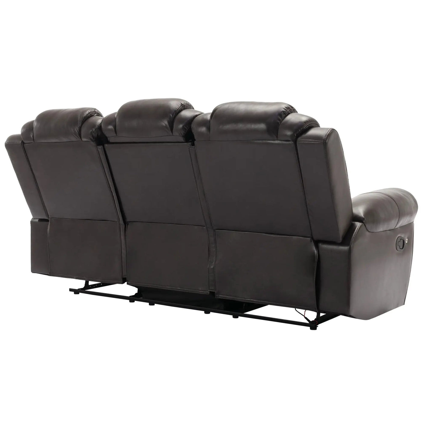 3 Pieces Recliner Sofa Sets Home Theater Seating Manual Recliner Chair With Center Console And LED Light Strip For Living Room by HouseOfZazla