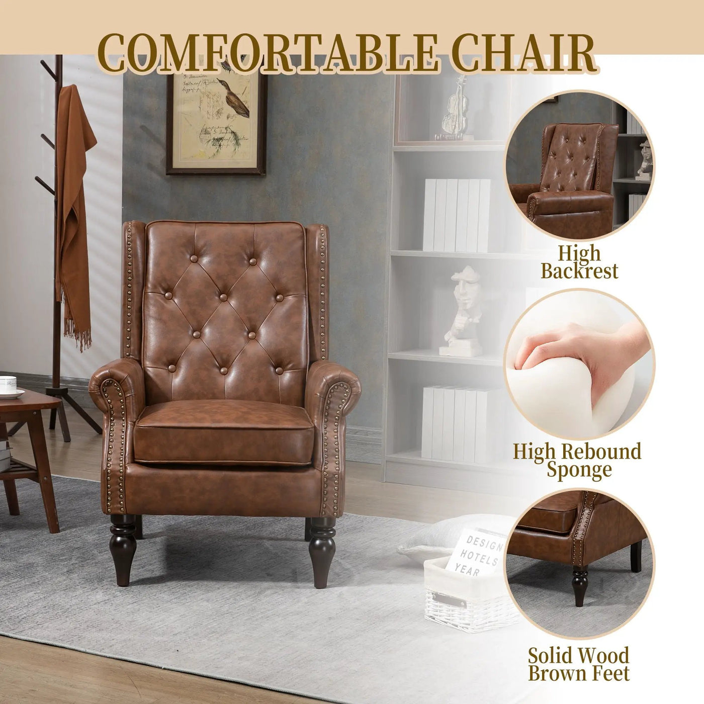 Modern Accent Armchair With Sturdy Wood Legs by Unique Piece Furniture