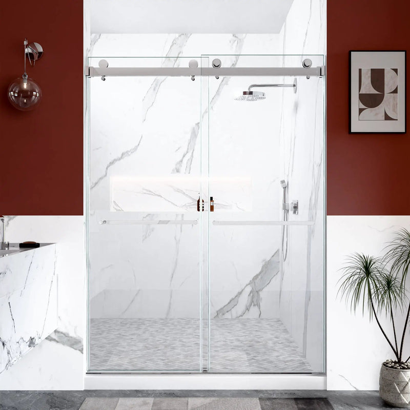 56"-60"W x 80"H Frameless Double Sliding Shower Door by HouseOfZazla