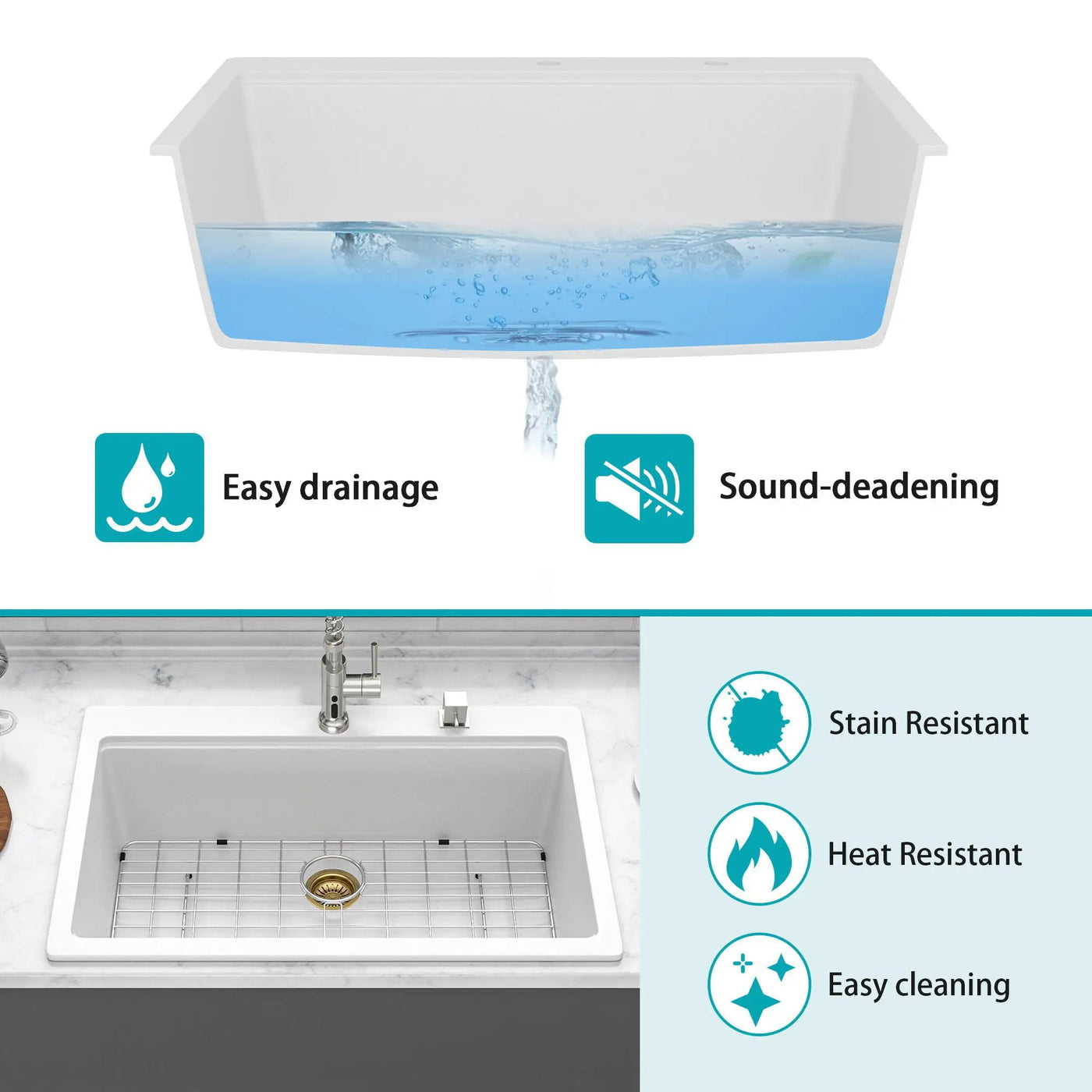 Granite Composite Quartz Kitchen Sink With Workstation Features And Drop In Design by HouseOfZazla