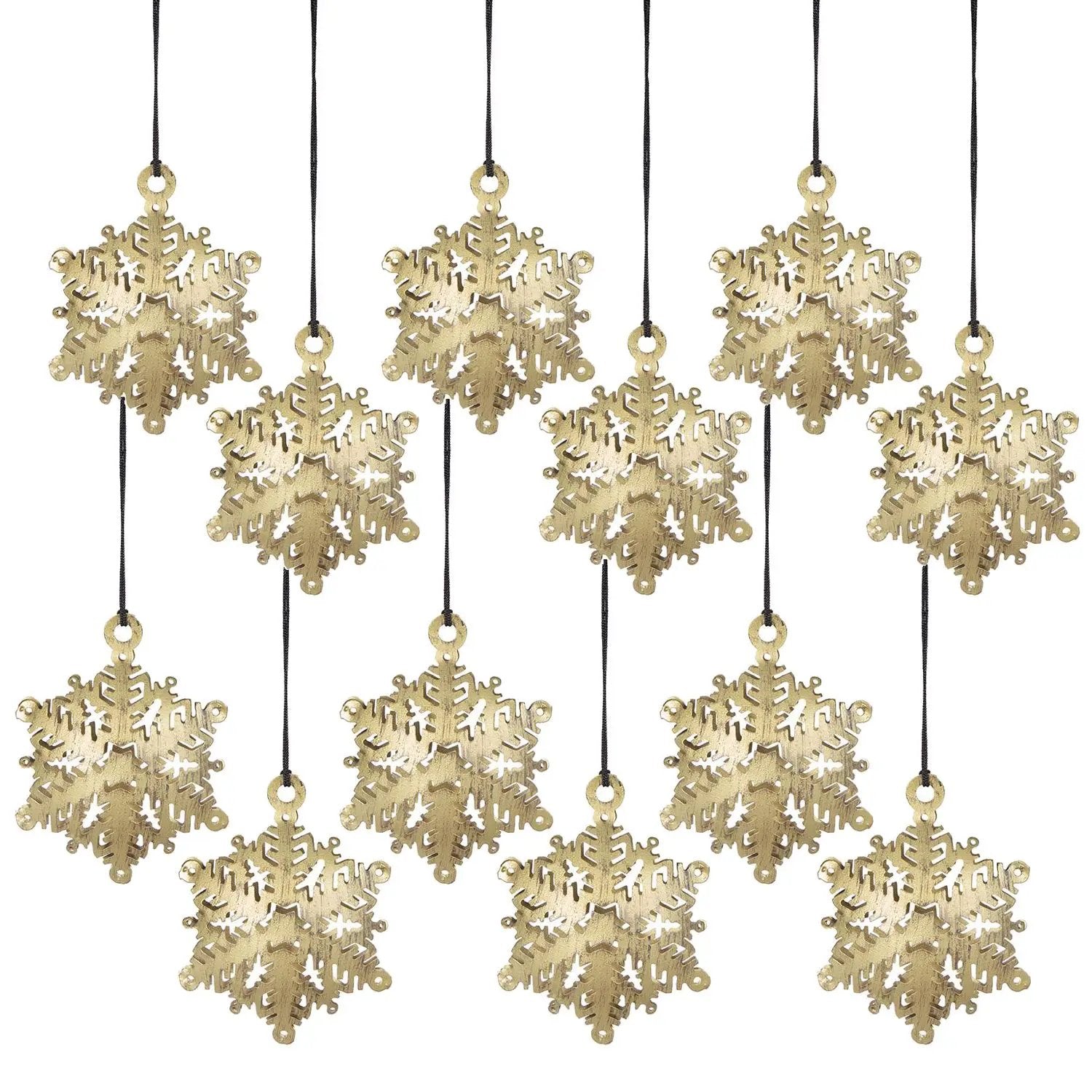 3.5" Snowflake Hanging Ornament Set of 12 by HouseOfZazla