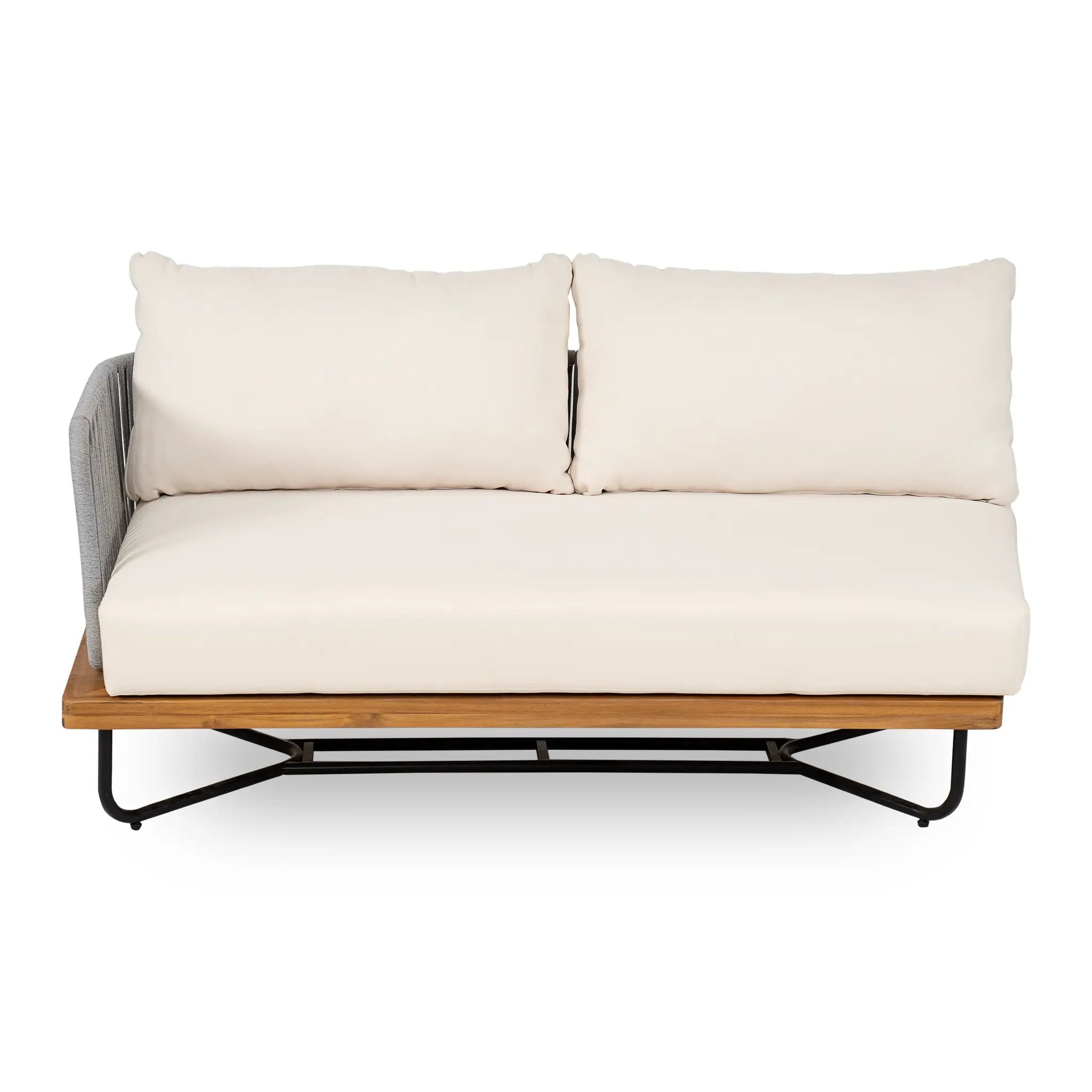 Lucca Outdoor 6 Seaters Acacia Wood and Rope Woven Patio Conversation Set by HouseOfZazla