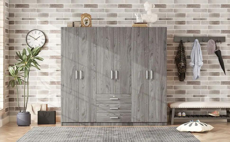 6 Doors Wardrobe Storage For Bedroom, With Big Drawers by HouseOfZazla