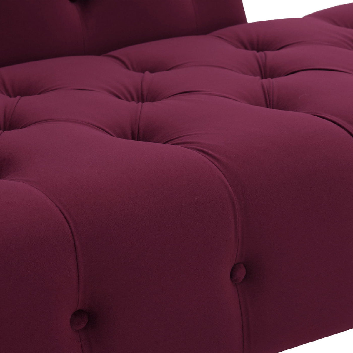 Tufted Roll Arm Chaise Lounge with Premium Foam - Dark Red, Dark Green, Blue, Pink, photo 19 of 39