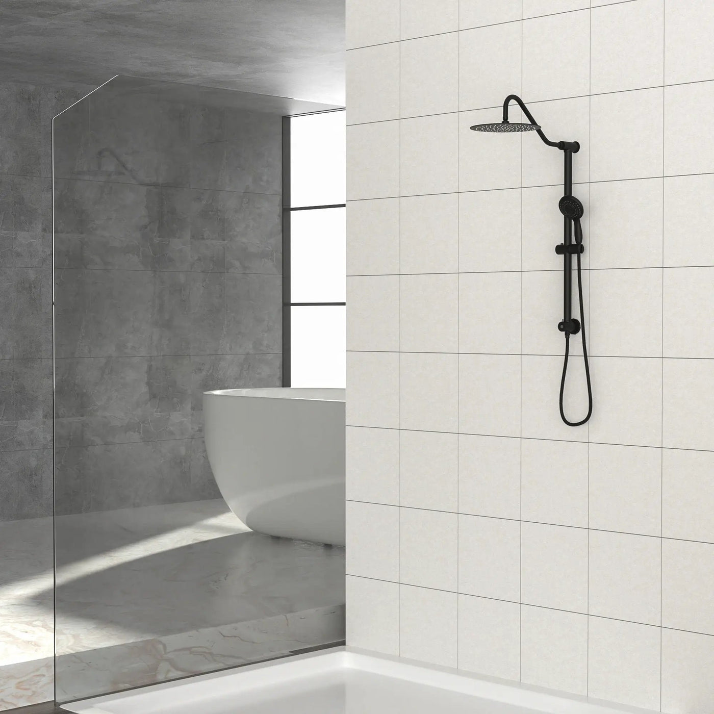 Shower System With 5 Function Rain Hand Shower And Slide Bar Combo by HouseOfZazla