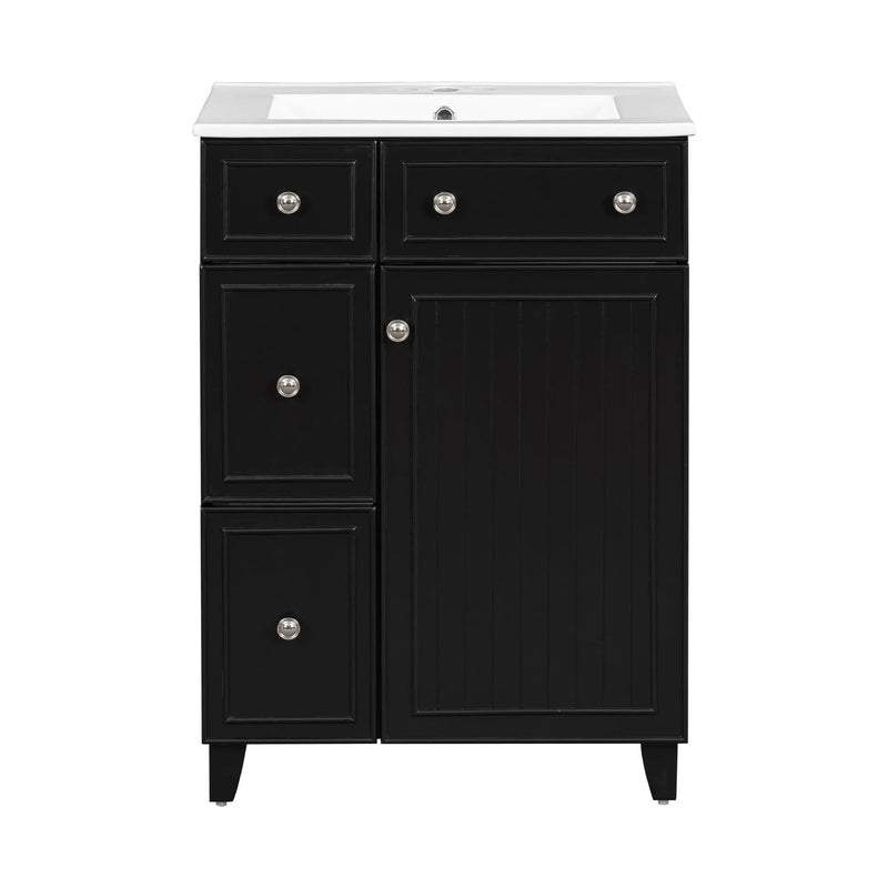 Transitional Style Bathroom Vanity Cabinet With Ceramic Sink by Unique Piece Furniture