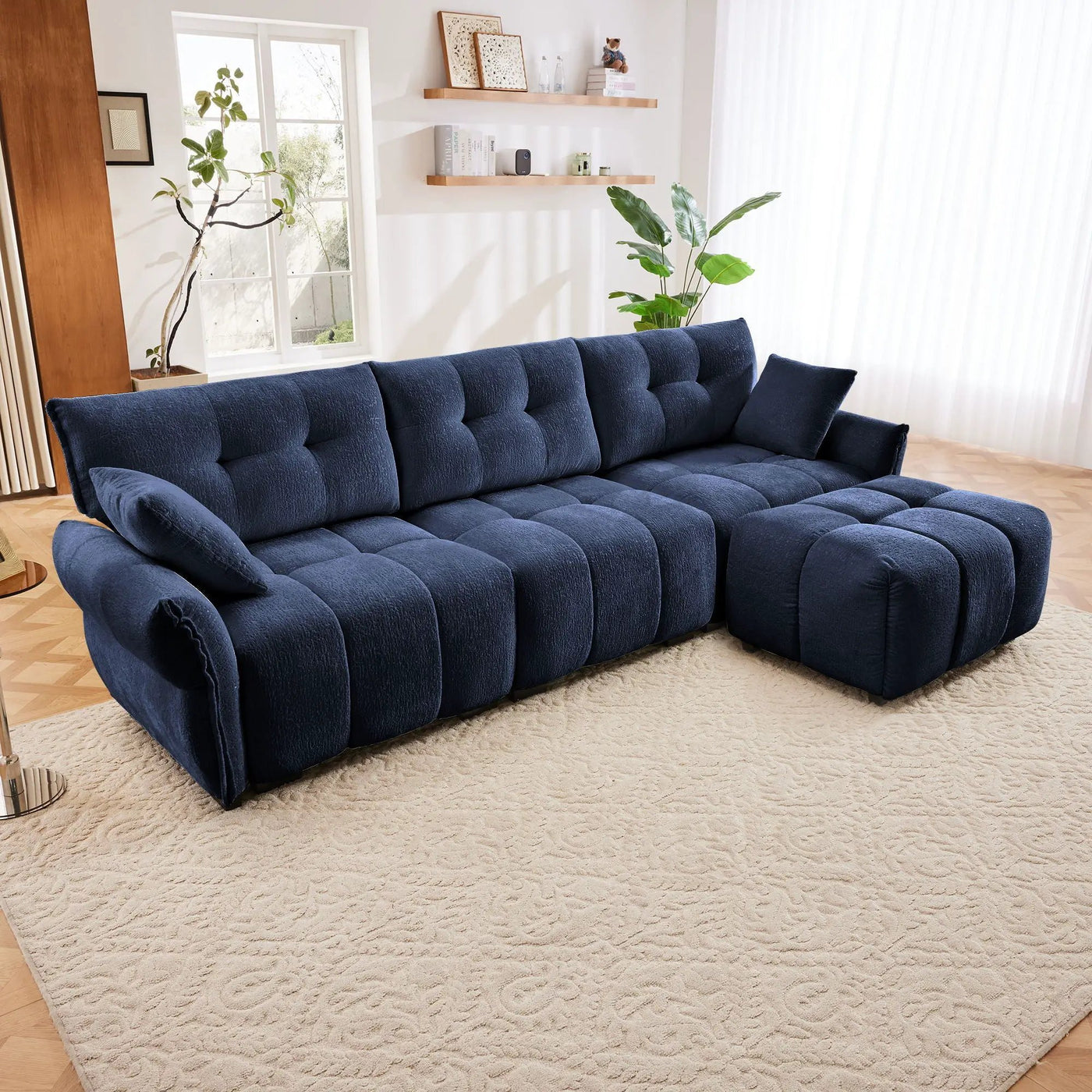 Sofa Set With Ottoman And Pillows, Textured, High Resilience Cushions by Unique Piece Furniture